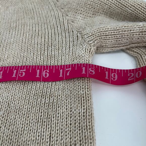 Perumarqui Alpaca Open Cardigan Sweater Women Medium Beige Pockets Peruvian Peru - Picture 9 of 10